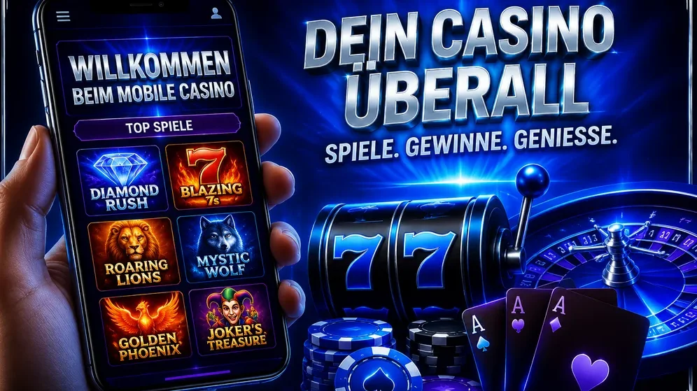 Smartphone mit geöffnetem Casino-Browser in der Hand